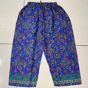 Wide Leg Paisley Tropical Print Trousers Palazzo Pants - festival Pants Flowy Pants, Silk Blend Lounge Pants/Trouser with Side Pockets,