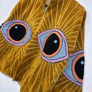 Evil Eye Threads Work Velvet Suzani Jacket For Men And Women's - Boho Hippie Style Handmade Embroidery Work Partywear Jacket - image 2