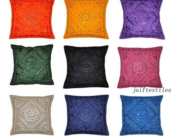 Indian Mirror Pillow Cushion Cover Embroidered Bohemian Sofa Pillow Case 2 Pcs Indian Mirror Pillow Cushion Cover Embroidered Bohemian Sofa Pillow Case 2 Pcs