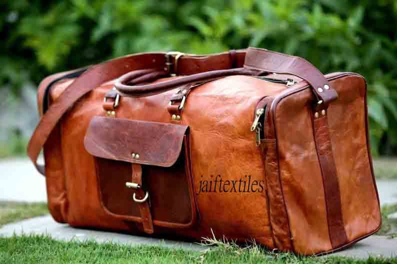 Personalized Mens Travel Bag Full Grain Leather Duffel Bag Etsy