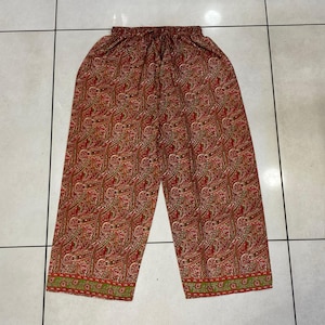 Boho Hippie Silk Pant, Women Comfortable Yoga Trouser Silk Pant, Bohemian Floral Printed Silk Loose Palazzo Pant For Women.