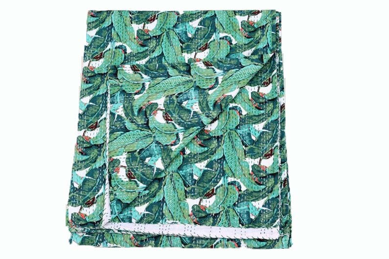 Banana Leaves Pattern Printed Kantha Quilt/ Bohemain Etsy