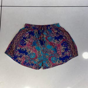 Bohemian Morning Running Silk Shorts For Women,  Floral Printed Comfortable Haigh Waist Silk Short, Bridesmaid Women Traveling Silk Shorts,