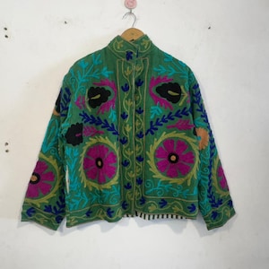 Boho Embroidered Cotton Outfit - Handmade Suzani Work Jacket Attractive Design Party Wear Winter Jacket Coat - Handwork Floral Work Jacket -