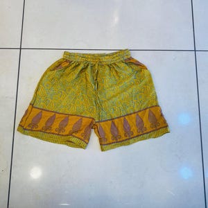 Silk Ruffle Short, Bohemian Boxing Silk Shorts For Women, Floral Printed High Waist Traveling Shorts, Boho Hippie Summer Beach Wear Shorts.