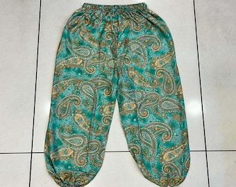 Floral Silk Harem Pants: Bohemian Print Yoga Trousers