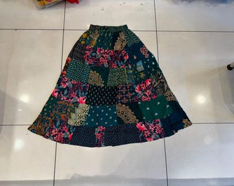 Handgemachter Viskose Patchwork Maxi Rock im Boho Boho/Hippie Stil