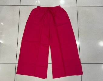 Pantalones Palazzo de Rayón Rosa: Pantalones de Pierna Ancha y Cintura Alta