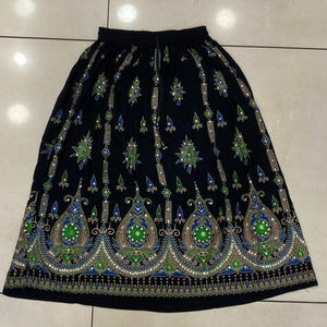 Bohemian High Waisted Rayon Skirt, Boho Dress Girls Short Skater Skirt Hippie Clothing, Long Black Bohemian Maxi Skirt For Women&#39;s.