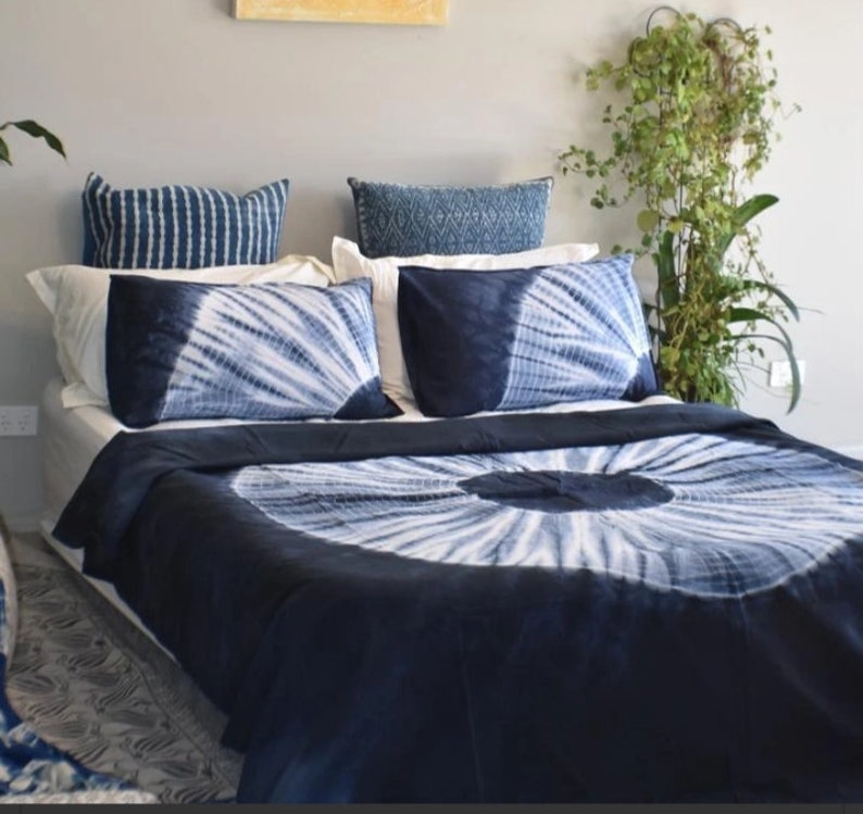 Indigo Blue Bohemian Tie & Dye Bed sheets Hand Dyed Bed | Etsy