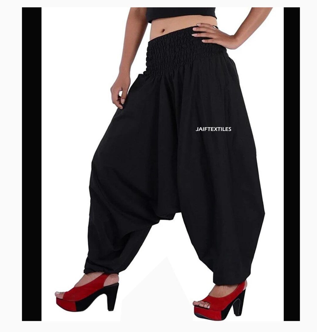 Black Yoga Harem Pant Ali Baba Women Trousers Solid Print Etsy
