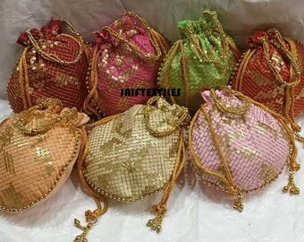 Wholsale lot 5 to 200 pieces Wedding Favor Gift Potli Bag, Retuned Gift Bag For Guest, Party Favor Handbag, Handmade Bag, Wedding Favours