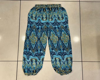 Handmade Paisley Print Silk Harem Pants: Boho Yoga Trousers
