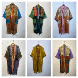 5 To 100 Pcs Hippie Boho Soft Silk Elegant Kimono For Women's - Pure Silk Patchwork Kimono Robe – Bohemian Floral Print Summer Cover Up -