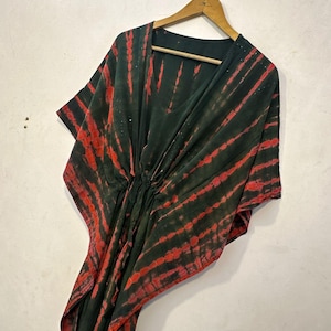 Hand Tie Dye Kaftan Dress Women Resort Maxi Kaftan -Boho Hippie Tie Dye Maxi Kaftan Dress - Bridesmaid Vacation Wear Oversized Kaftan -