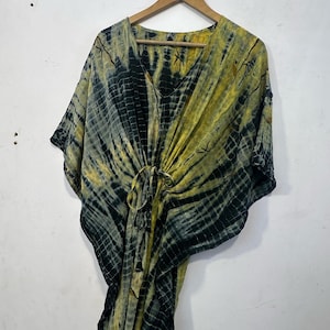 Indian Tie Dye Kaftan Dress Women Resort Maxi Kaftan - Boho Hippie Tie Dye Kaftan Maternity Wear Dress - Vacation Wear Oversized Kaftan -