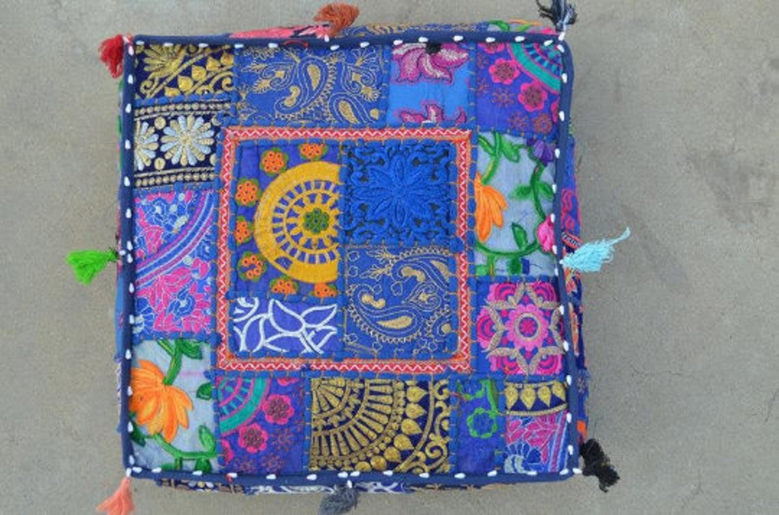 Large Floor Cushion Pouf Patch Work Square Cushion Boho Etsy