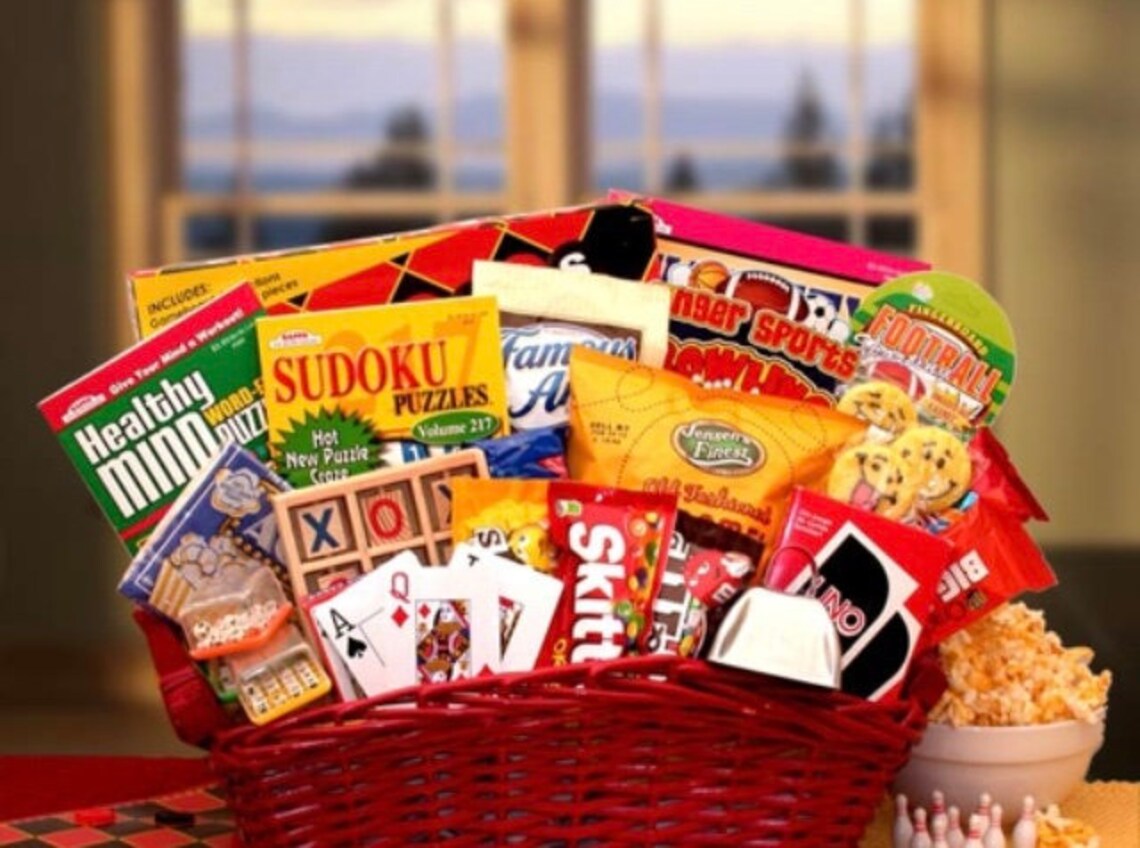 Puzzles And Games Gift Basket Crosswords Sudoku Word Etsy