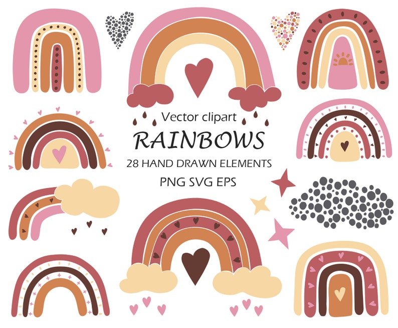 Download Rainbow svg Boho Rainbow clipart bundle Rainbow baby svg ...