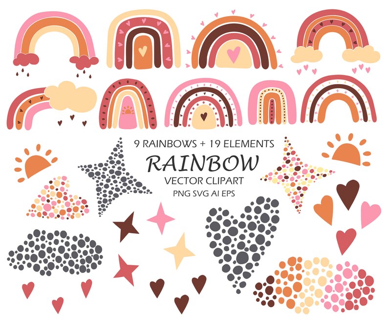 Download Rainbow svg Boho Rainbow clipart bundle Rainbow baby svg ...