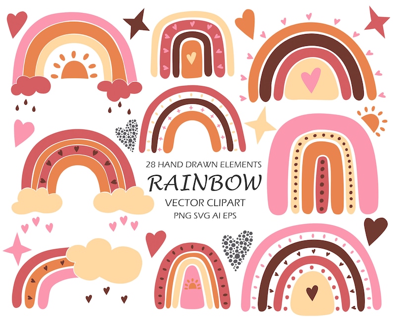 Download Rainbow svg Boho Rainbow clipart bundle Rainbow baby svg ...
