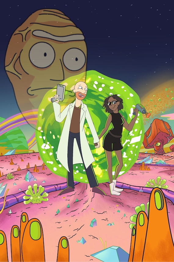 Rick and Morty painting hand-drawn and personalized portrait | Etsy