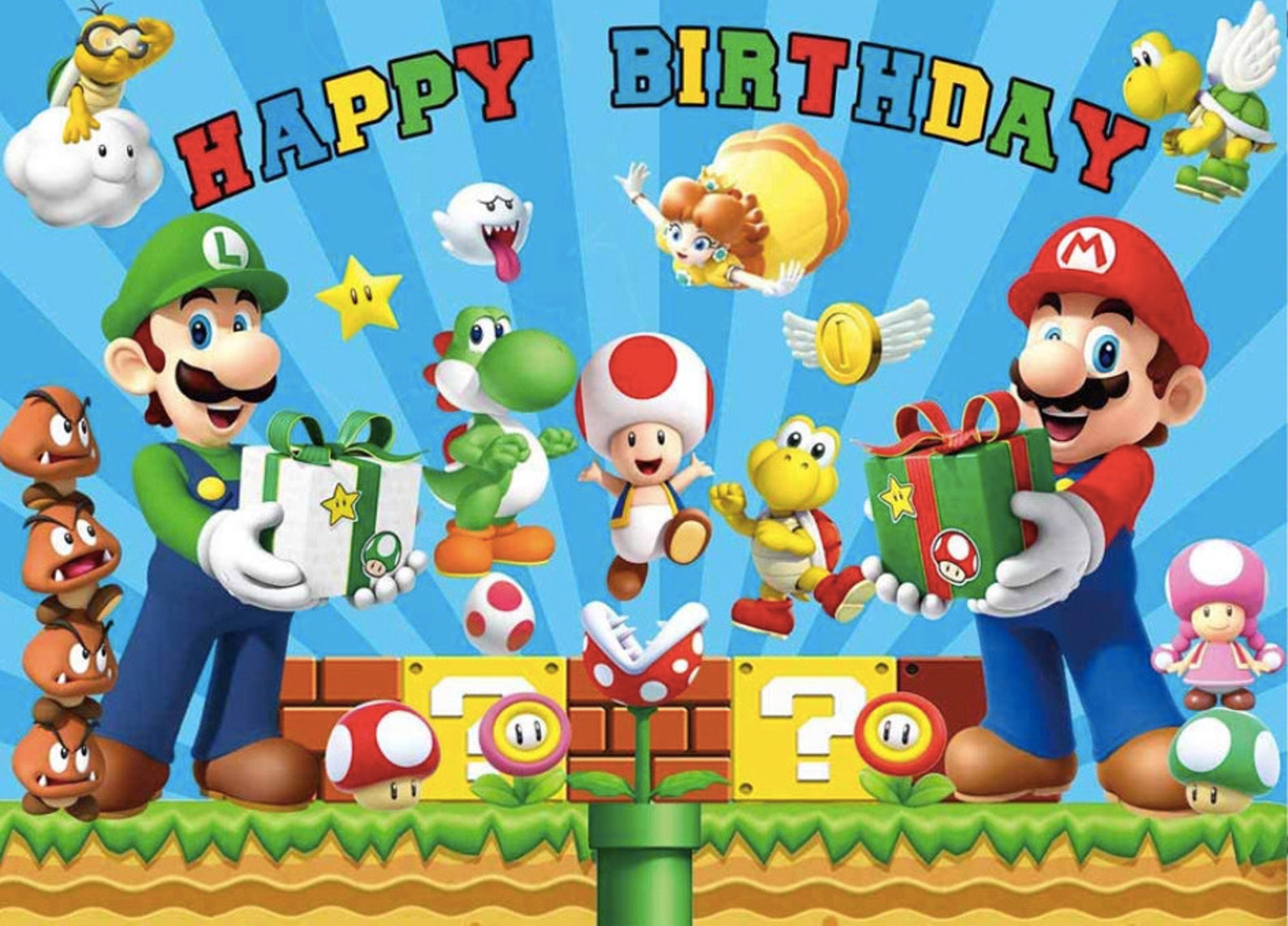 Super Mario Birthday Background Backdrops Children Birthday | Etsy