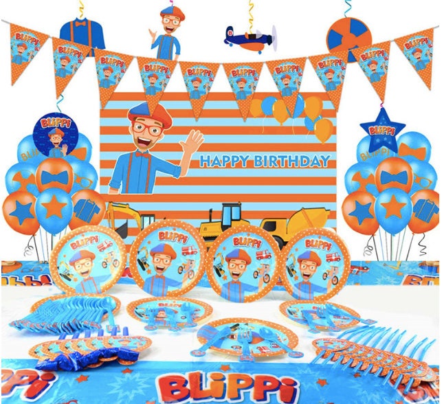Blippi Birthday Party Supplies Backdrop Background Diggers Etsy