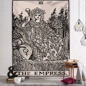 III Empress Fertility Cast Tarot Card White Spell Magick vibes Flag Tapestry positive energy Wall Hanging Mandala Tapestry various sizes