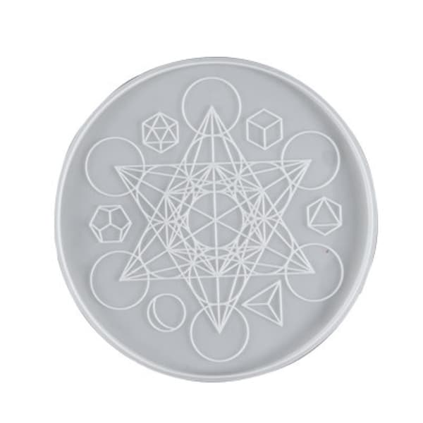 LARGE Metatron's Cube Gold Charging Plate MOLD! Large size, insert crystals. Charging Mystic Sacred transparent durable mold SHINY