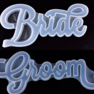 Set of Bride and Groom words MOLD silicone cake toppers set of alphabet letters number mold personalised art project name  door plate