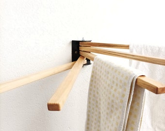 Folding Laundry Drying Rack for Clothes, Balcony Furniture, Wall Mounted Drying Rack, Laundry Hanging Rack, Wood Clothes Drying Rack Hang