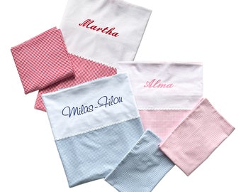 Children's bed linen/baby bed linen embroidered with name - many fabrics to choose from