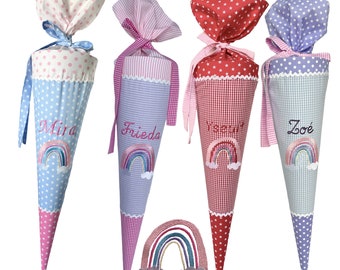 School cone &quot;Rainbow&quot; 70 cm or 80 cm - with name - many fabrics to choose from