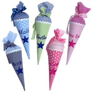 Sibling school cone with desired name and star embroidered 35 cm or 50 cm - many fabrics to choose from