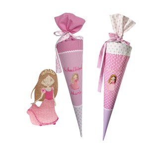 Cône scolaire "Princesse" 70 cm ou 80 cm - brodé du prénom et/ou de la date - nombreux tissus au choix