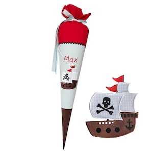 Cône d'école "Bateau Pirate" 70 cm ou 80 cm - plusieurs tissus au choix