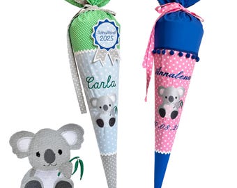School cone &quot;Koala&quot; 70 cm or 80 cm embroidered with name - many fabrics to choose from