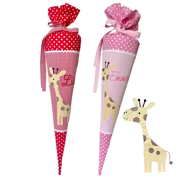 Schultüte "Giraffe 70cm oder 80cm bestickt mit Namen und/ oder Datum - viele Stoffe zur Auswahl