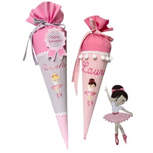 Small school cone &quot;Ballerina&quot; 35 cm or 50 cm embroidered with name - many fabrics to choose from