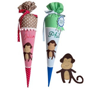 Cône d'école "Singe" 70 cm ou 80 cm - plusieurs tissus au choix