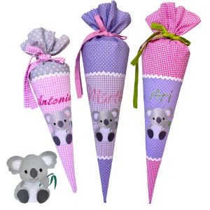 Petit cartable "Koala" 35 cm ou 50 cm brodé du prénom - nombreux tissus au choix