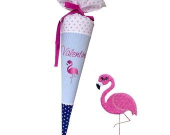 Schultüte "Flamingo" 70cm oder 80cm mit Namen bestickt - viele Stoffe zur Auswahl