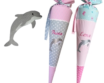 School cone &quot;Dolphin&quot; 70 cm or 80 cm - embroidered with name - many fabrics to choose from