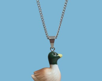 Mallard Duck Rad Resin Pendant with Chain