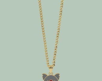 Teddy Koala Enamel Pendant with IP Gold Stainless Steel Chain