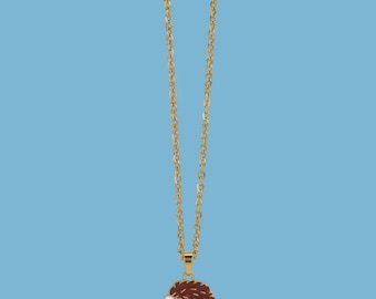 Spikey the Hedgehog Enamel Pendant with IP Gold Stainless Steel Chain