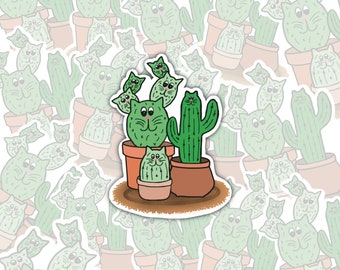 Cactus Cat sticker | Plant Sticker | Cat Stocking Stuffer | Vinyl Sticker | Waterproof Sticker | Laptop Sticker | Notebook Sticker