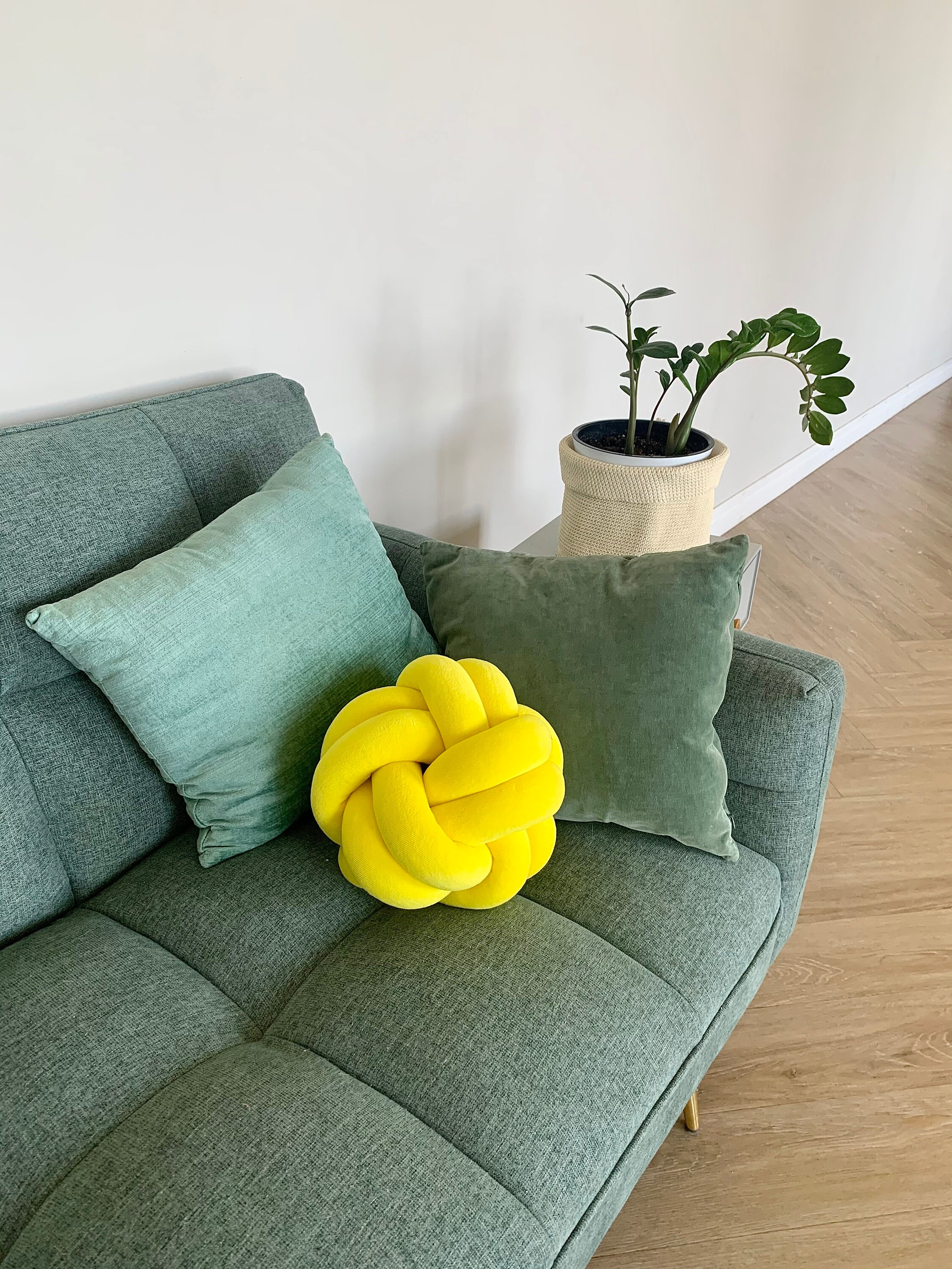 Yellow knot pillow decorative cushion for living room Etsy