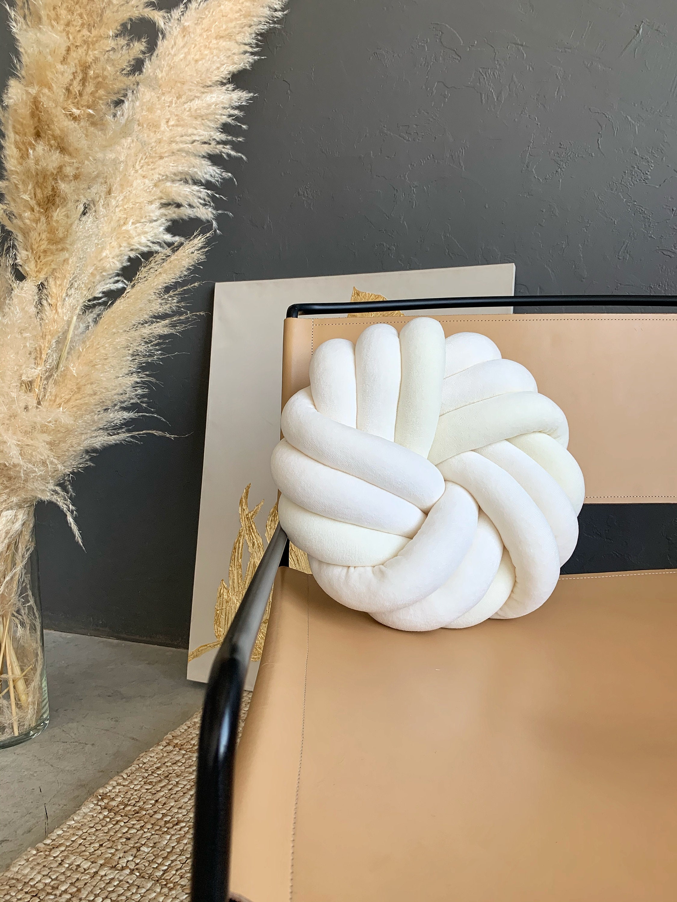 Large knot pillow white decorative cushion for home gift for Etsy